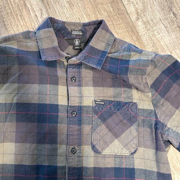 Volcom Men's Medium Flannel Shirt Button Up - Picture 2 of 4